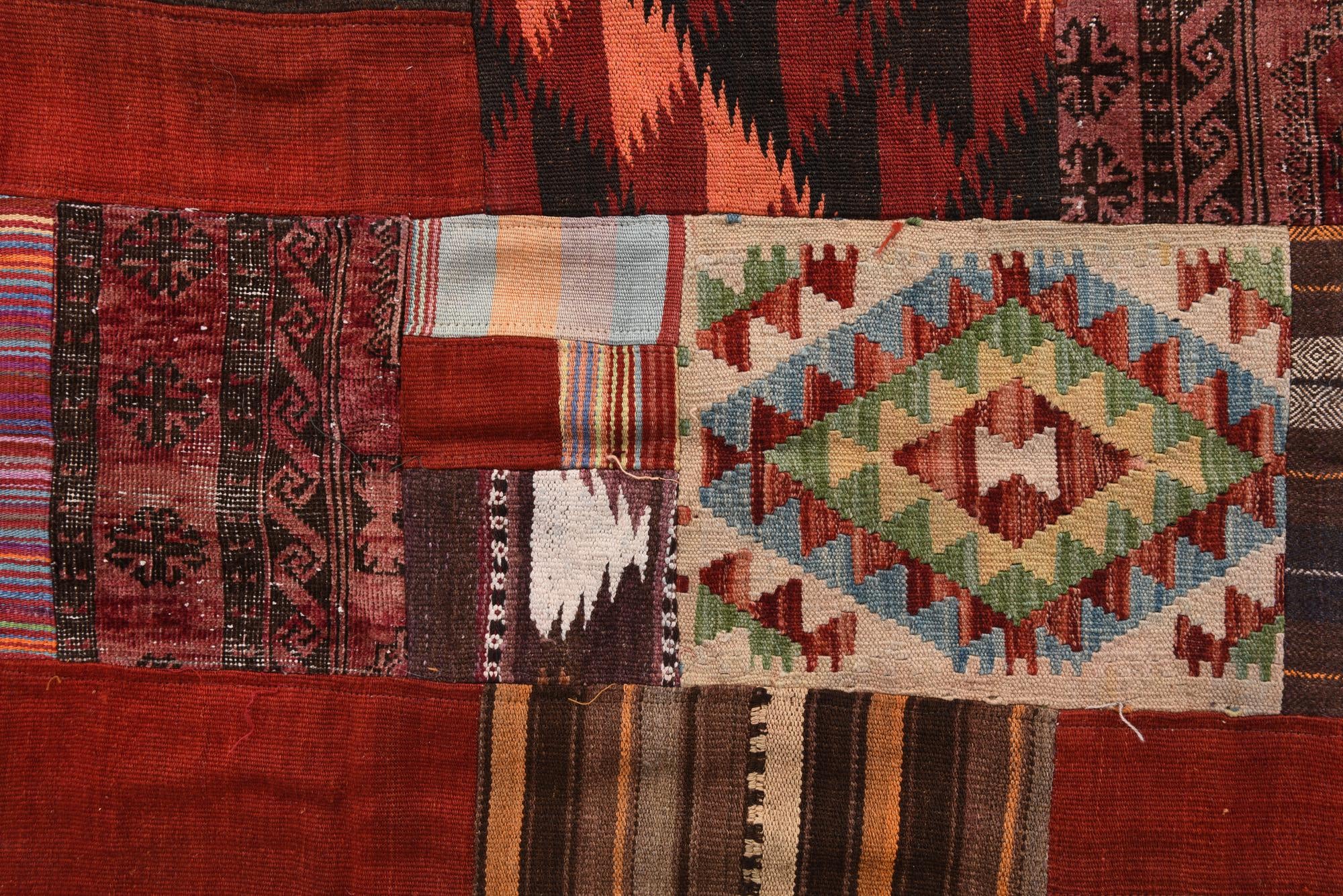 5' 6 x 8' Hand Woven Kilim Patchwork Wool Rug