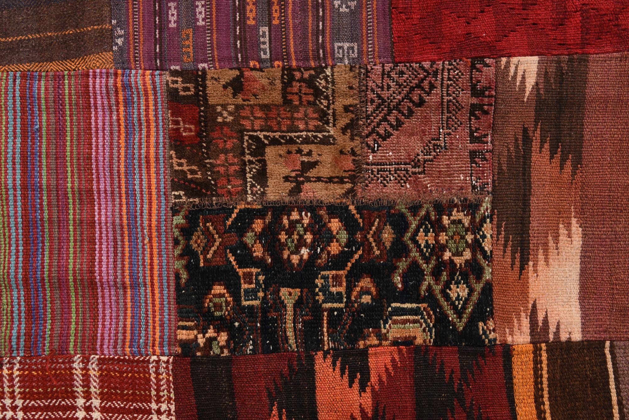 5' 6 x 8' Hand Woven Kilim Patchwork Wool Rug