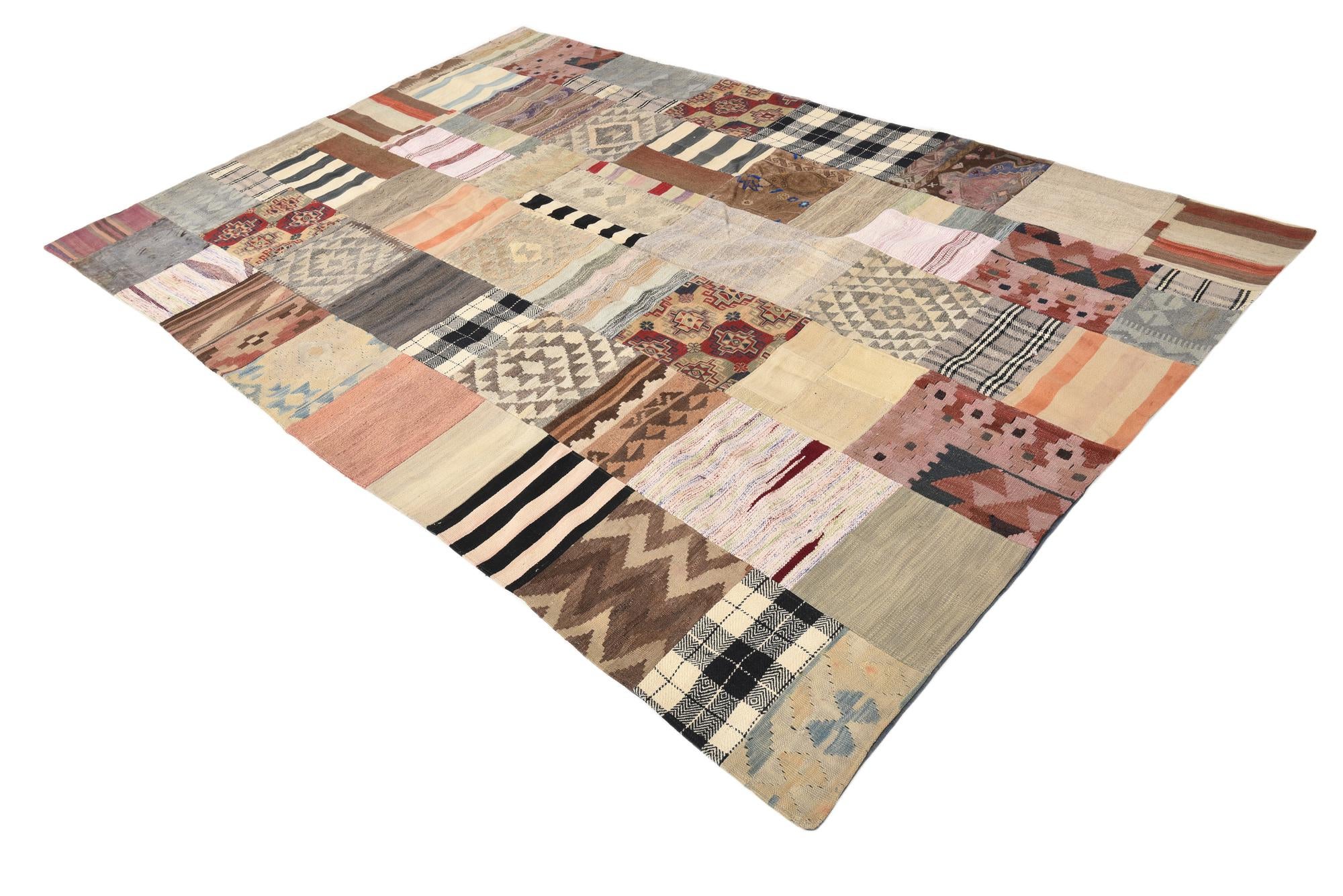 6' 5 x 10' Hand Woven Kilim Patchwork Wool Rug