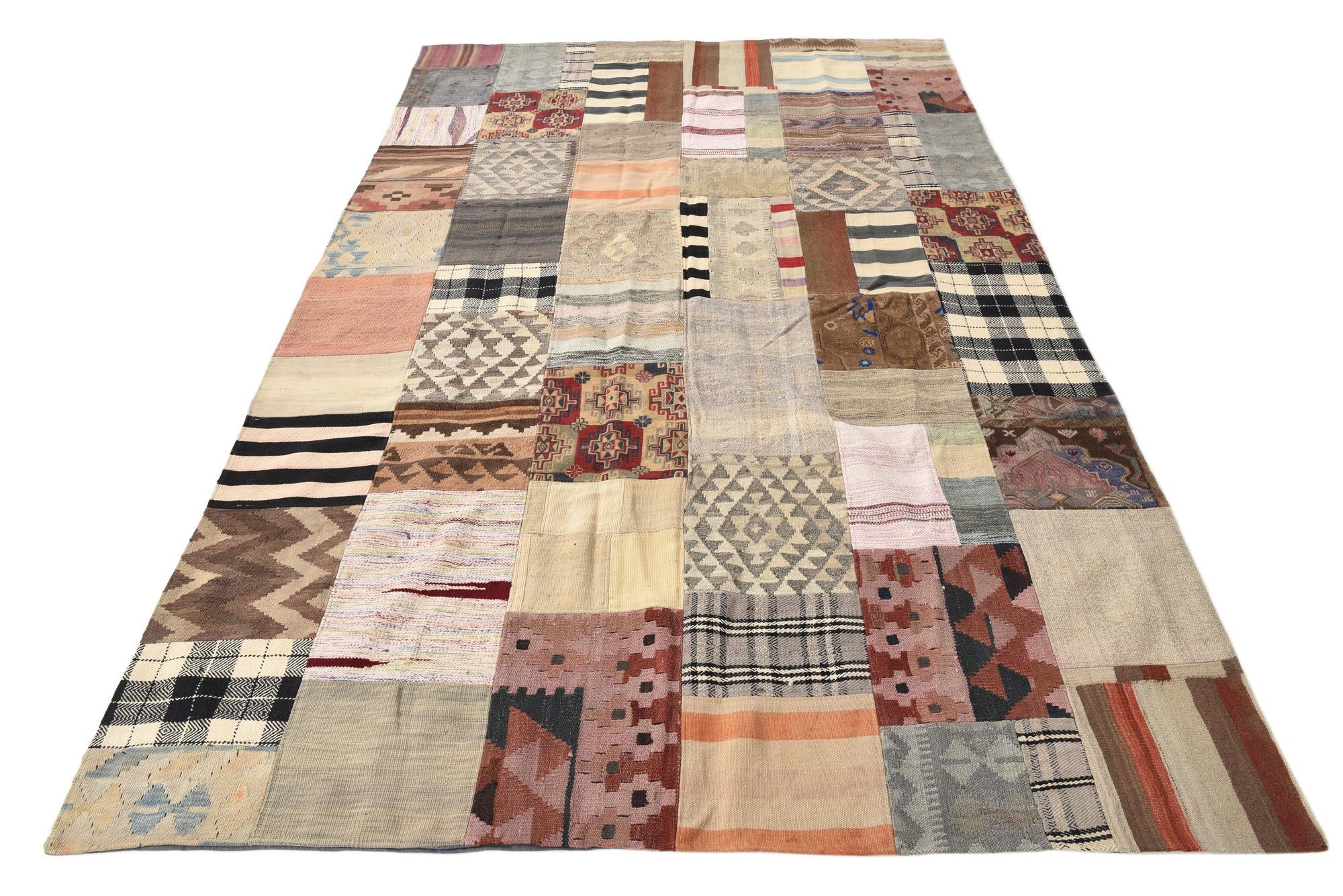 6' 5 x 10' Hand Woven Kilim Patchwork Wool Rug