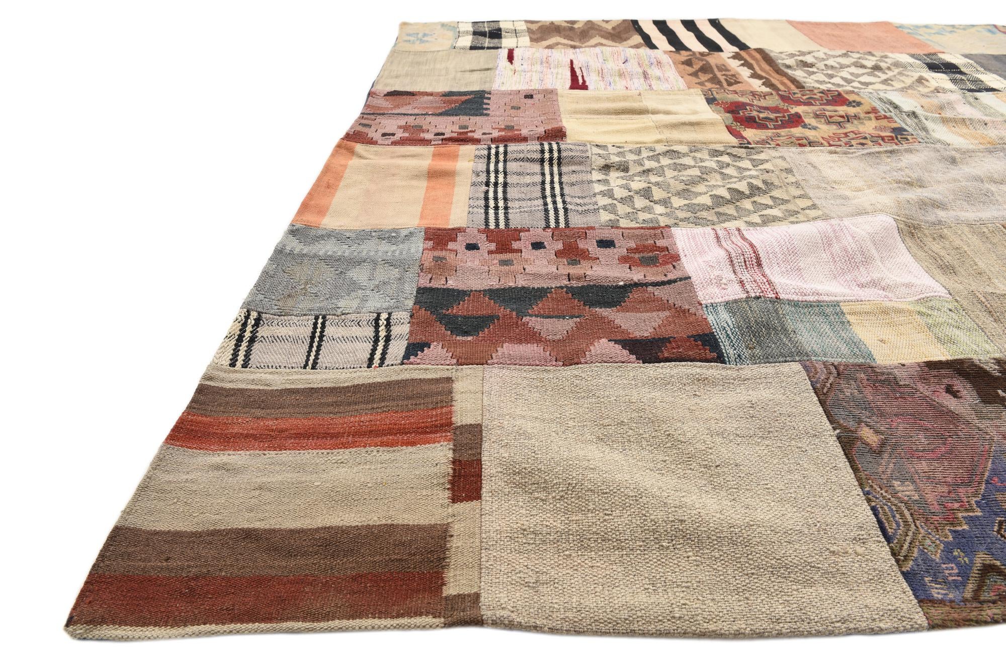 6' 5 x 10' Hand Woven Kilim Patchwork Wool Rug