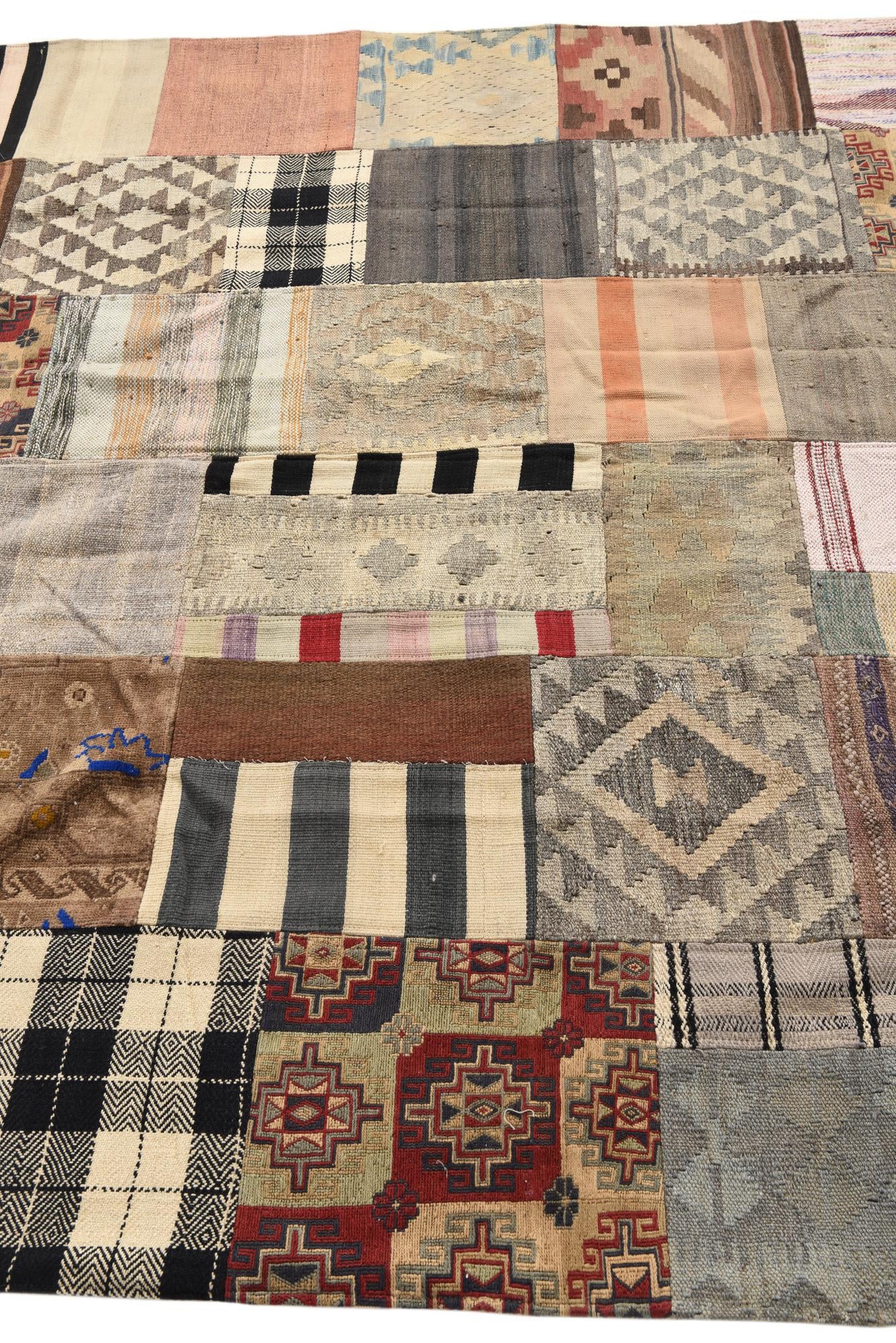 6' 5 x 10' Hand Woven Kilim Patchwork Wool Rug