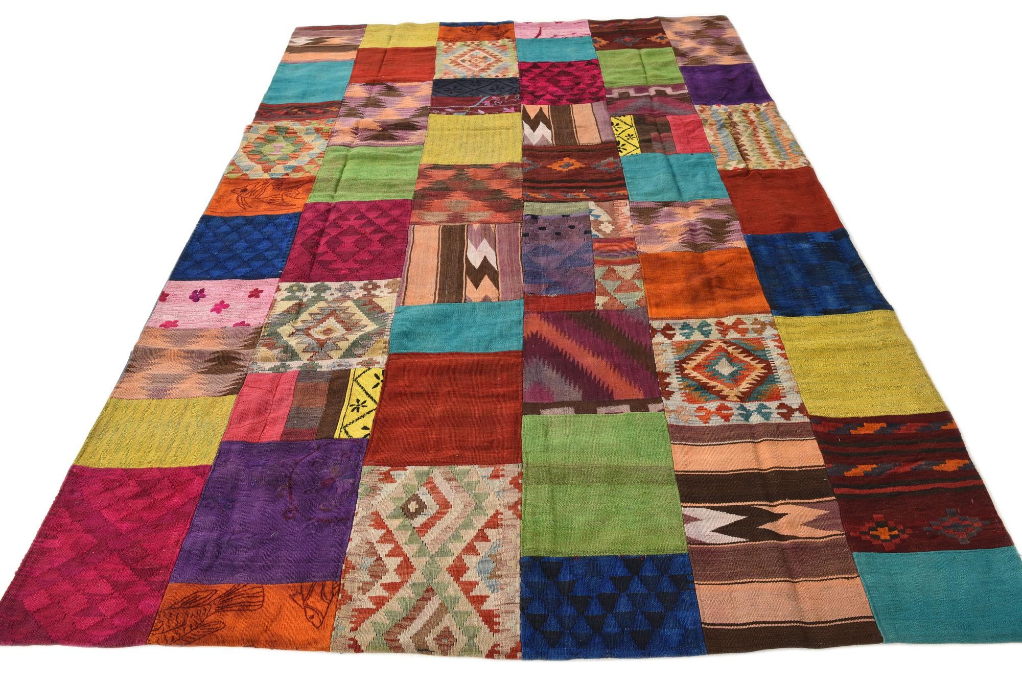 6' 9 x 10' Hand Woven Kilim Patchwork Wool Rug