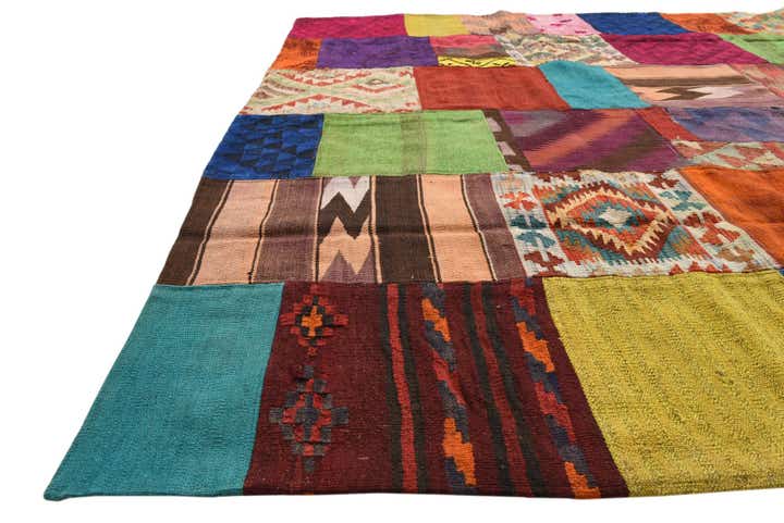 6' 9 x 10' Hand Woven Kilim Patchwork Wool Rug