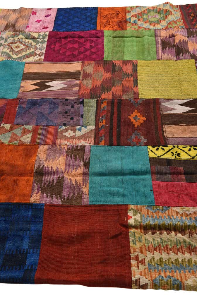 6' 9 x 10' Hand Woven Kilim Patchwork Wool Rug