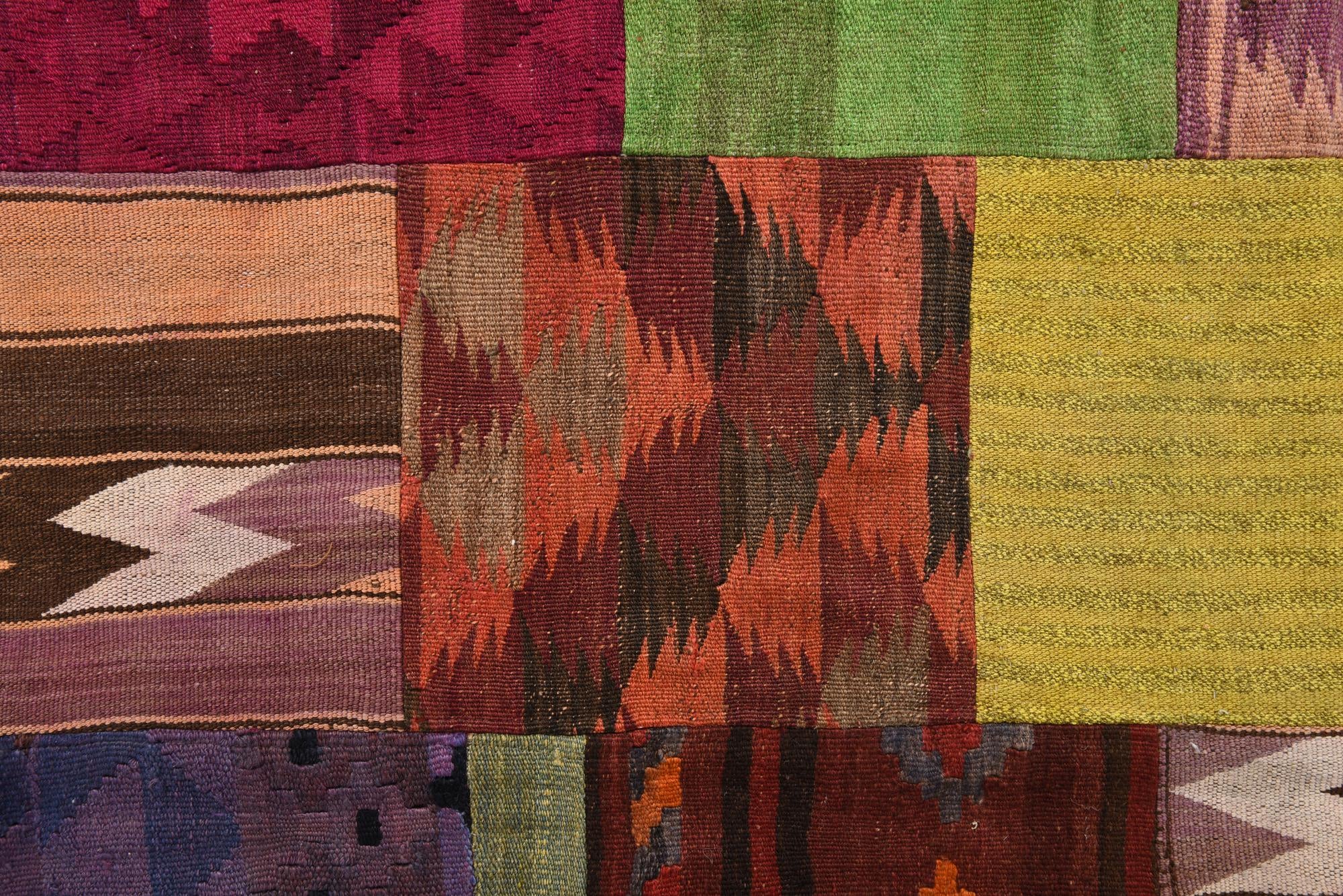6' 9 x 10' Hand Woven Kilim Patchwork Wool Rug