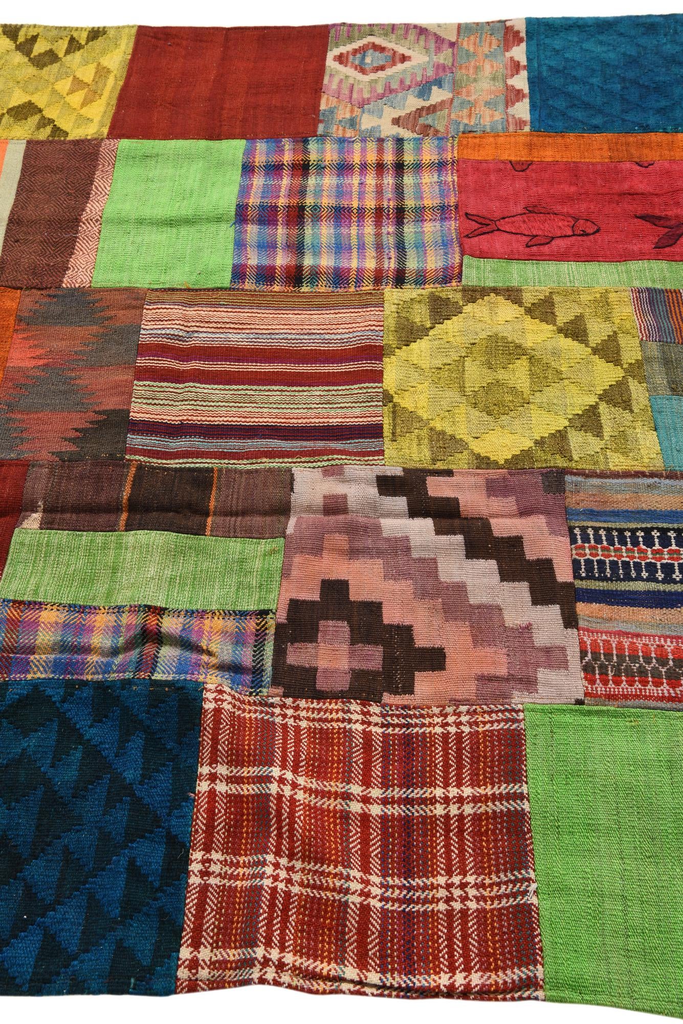 5' 7 x 8' Hand Woven Kilim Patchwork Wool Rug