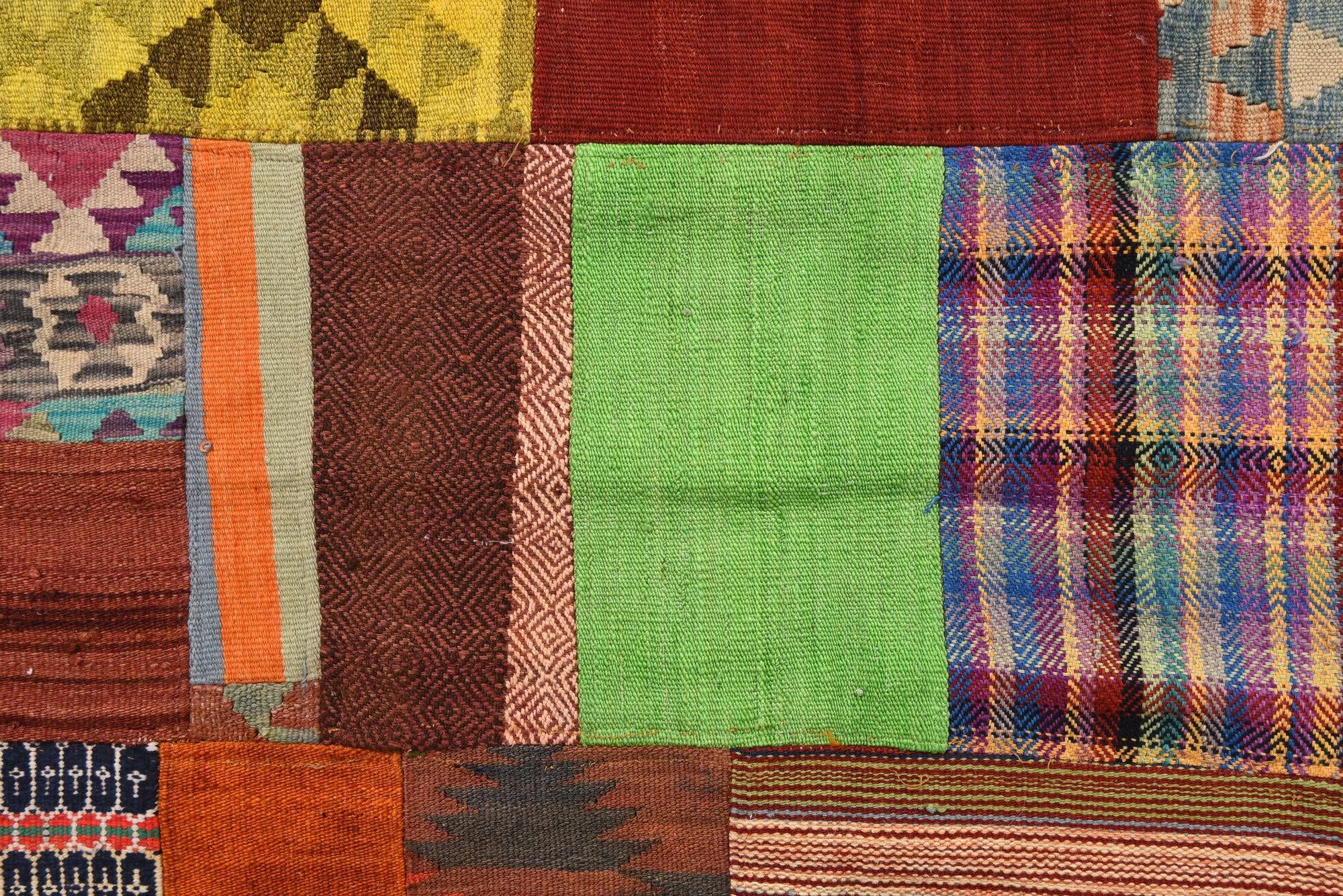 5' 7 x 8' Hand Woven Kilim Patchwork Wool Rug