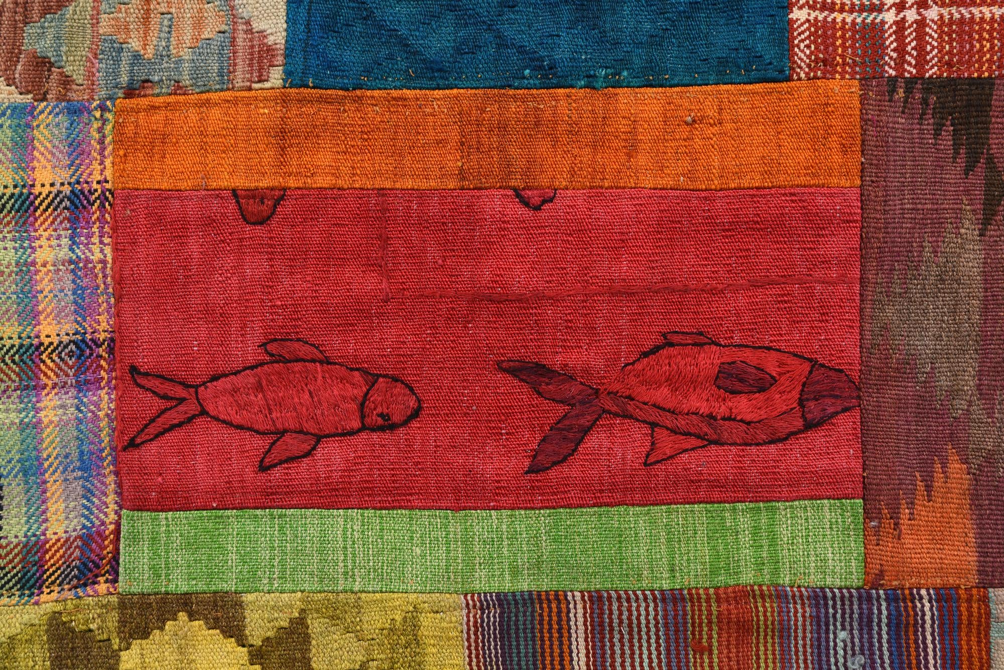 5' 7 x 8' Hand Woven Kilim Patchwork Wool Rug