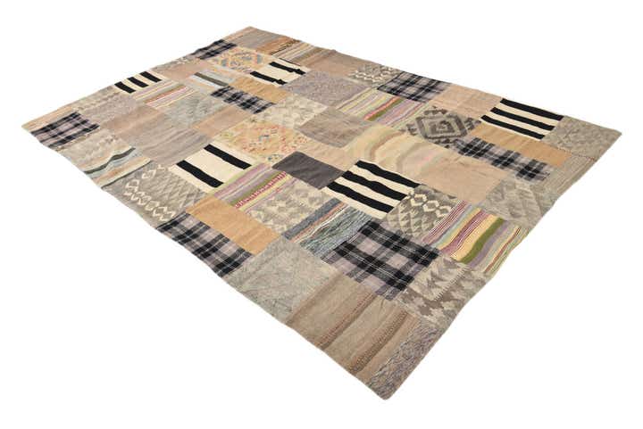 6' 6 x 9' 9 Hand Woven Kilim Patchwork Wool Rug