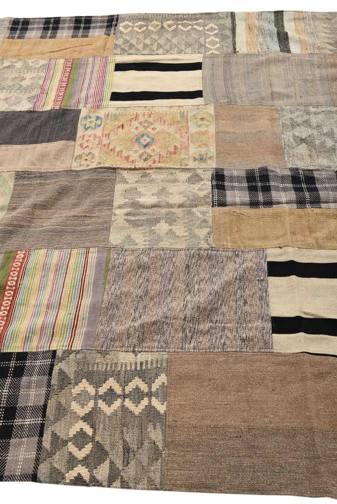 6' 6 x 9' 9 Hand Woven Kilim Patchwork Wool Rug