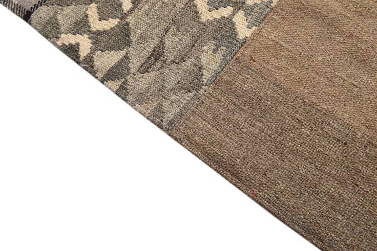 Detail image of 6' 6 x 9' 9 Hand Woven Kilim Patchwork Wool Rug