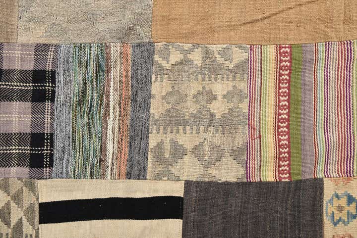 6' 6 x 9' 9 Hand Woven Kilim Patchwork Wool Rug