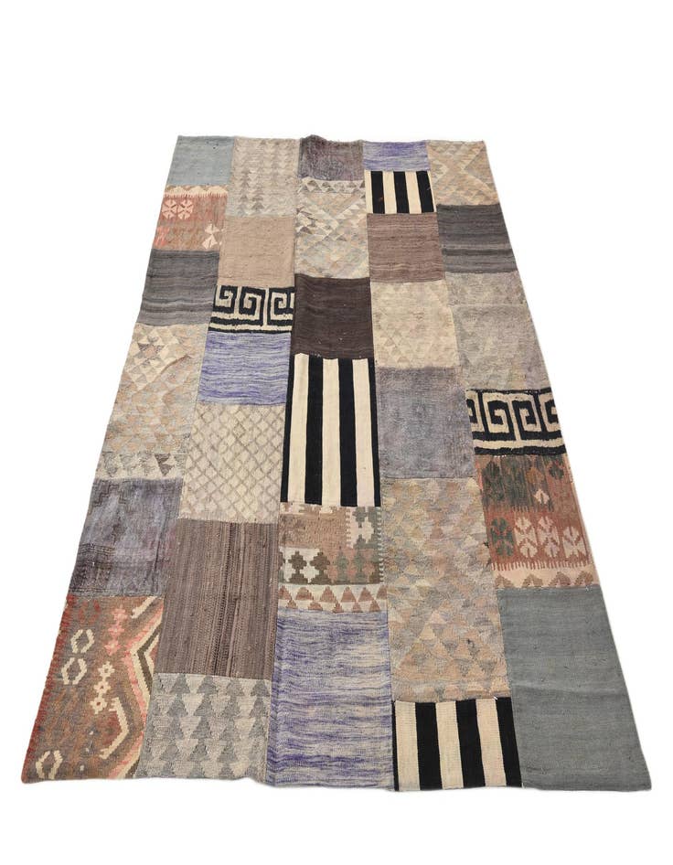 Detail image of 6' x 7' 9  Hand Woven Kilim Patchwork Wool Rug