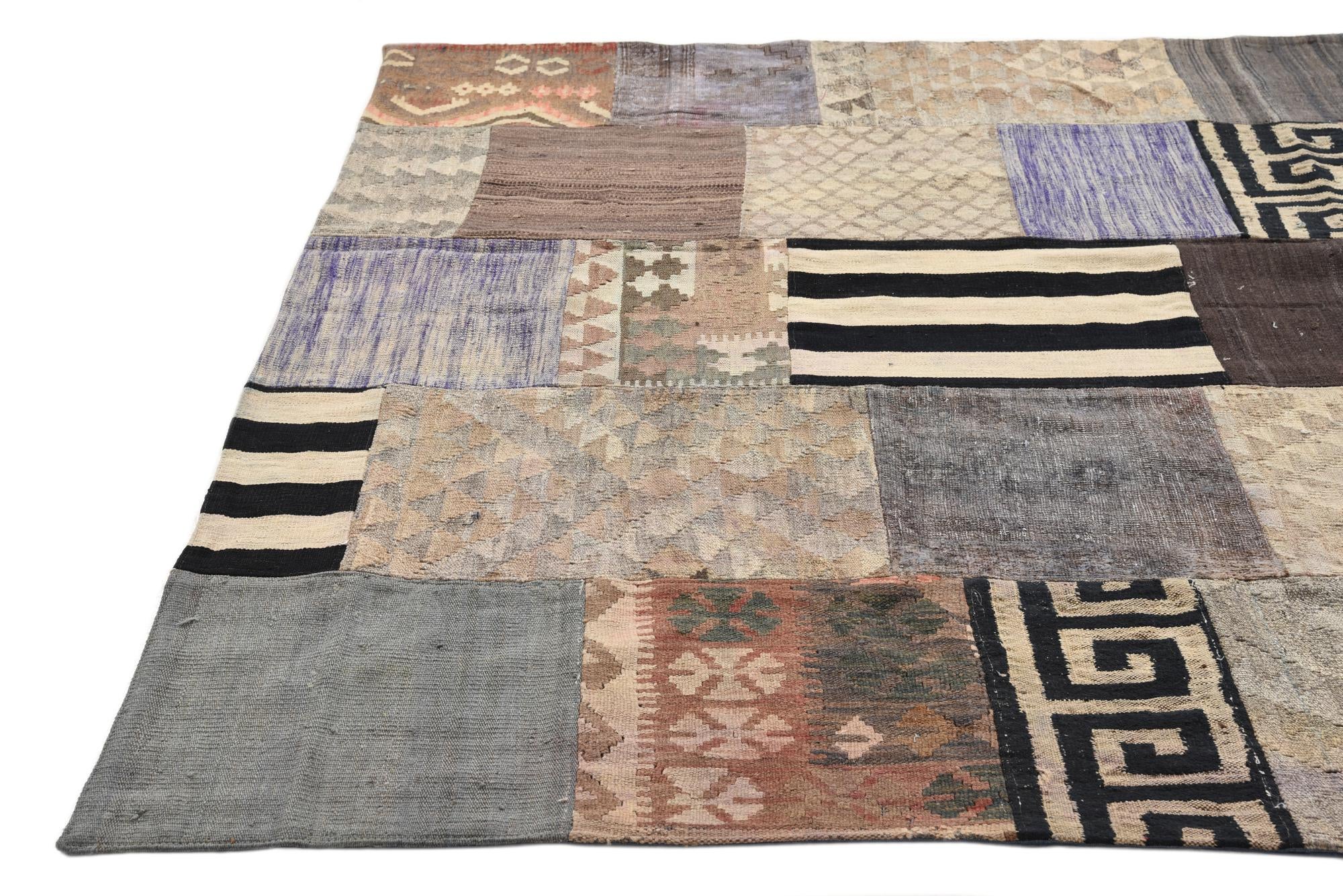6' x 7' 9 Hand Woven Kilim Patchwork Wool Rug