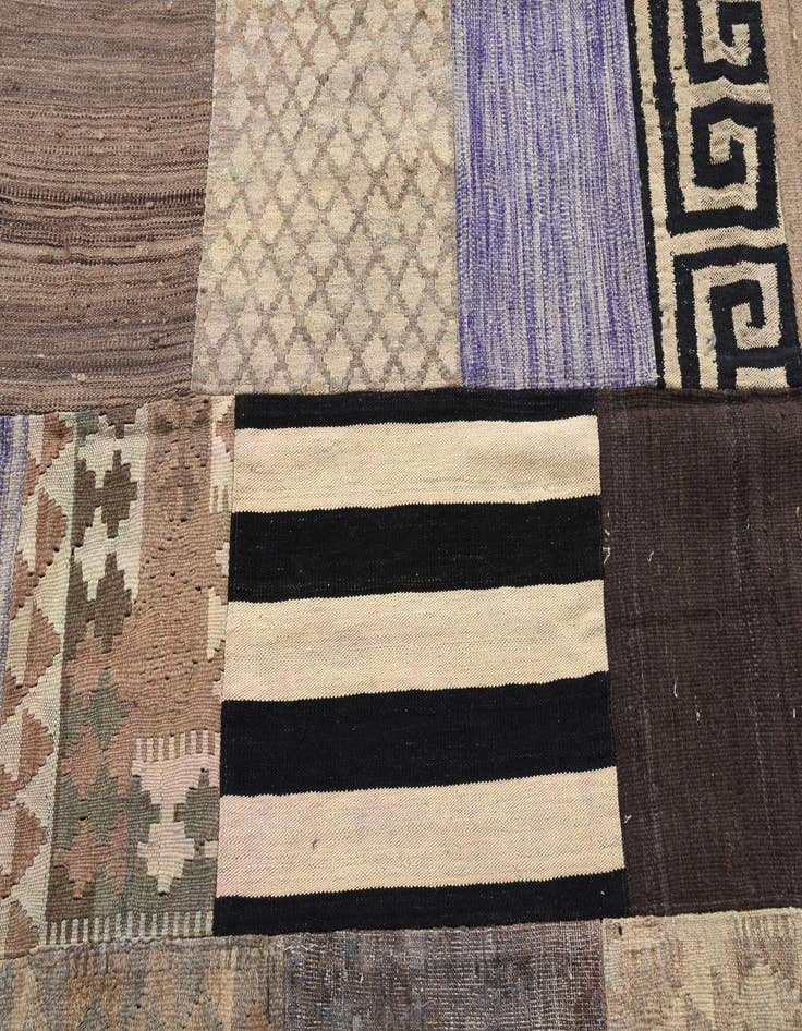 Detail image of 6' x 7' 9  Hand Woven Kilim Patchwork Wool Rug