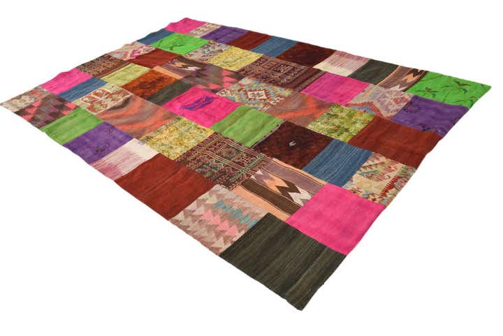 6' 8 x 10' Hand Woven Kilim Patchwork Wool Rug