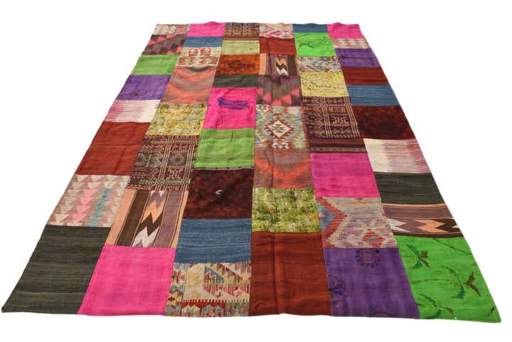6' 8 x 10' Hand Woven Kilim Patchwork Wool Rug