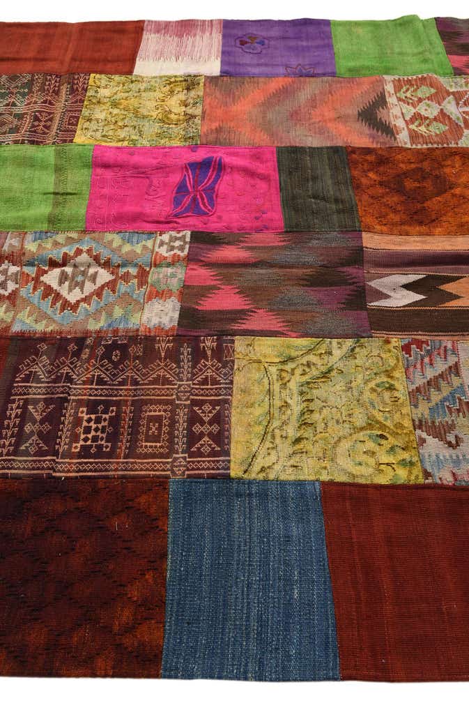 6' 8 x 10' Hand Woven Kilim Patchwork Wool Rug