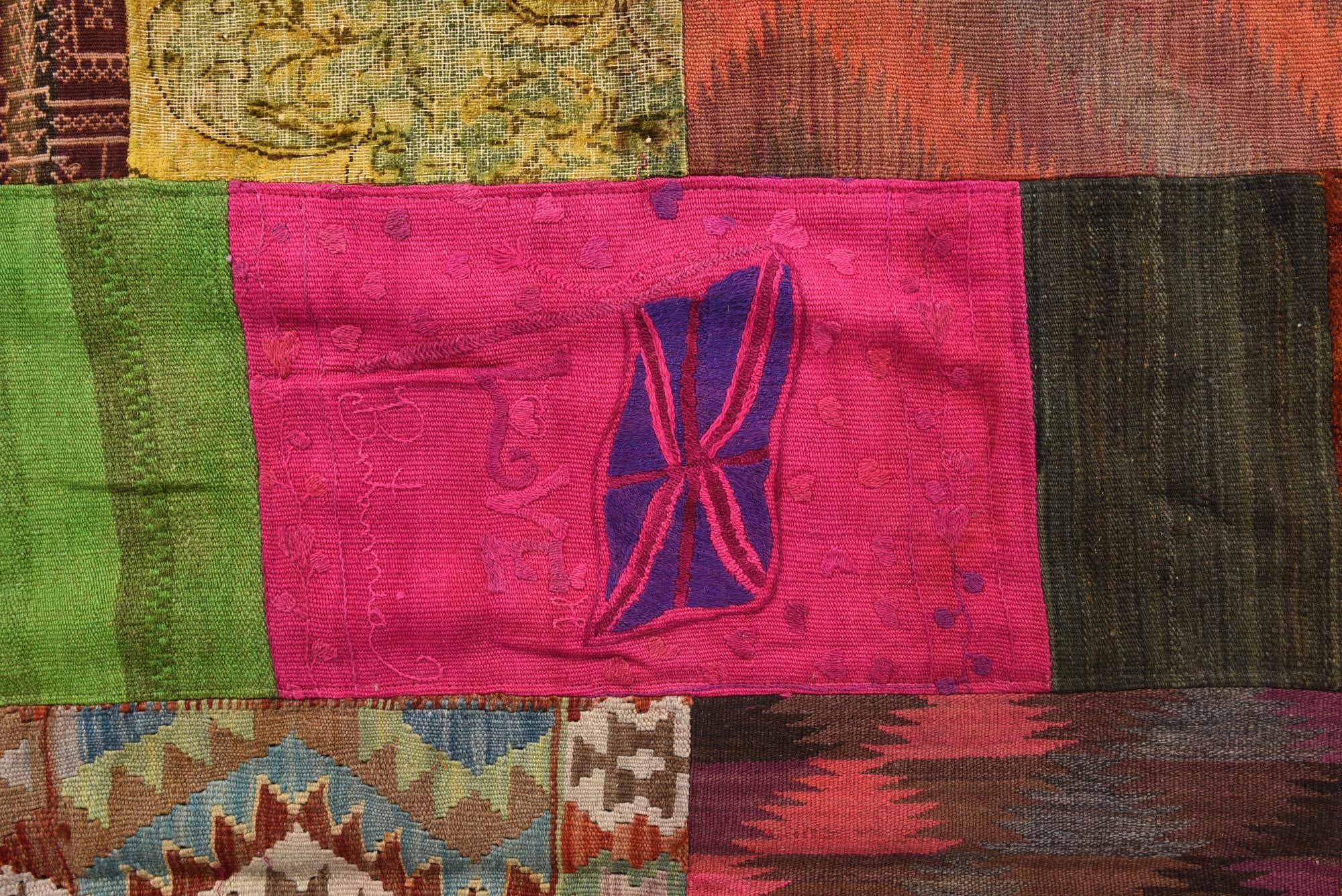 6' 8 x 10' Hand Woven Kilim Patchwork Wool Rug
