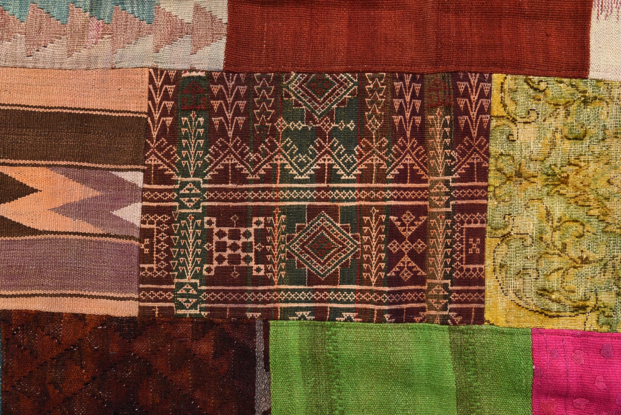 6' 8 x 10' Hand Woven Kilim Patchwork Wool Rug