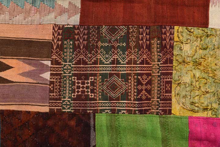 6' 8 x 10' Hand Woven Kilim Patchwork Wool Rug