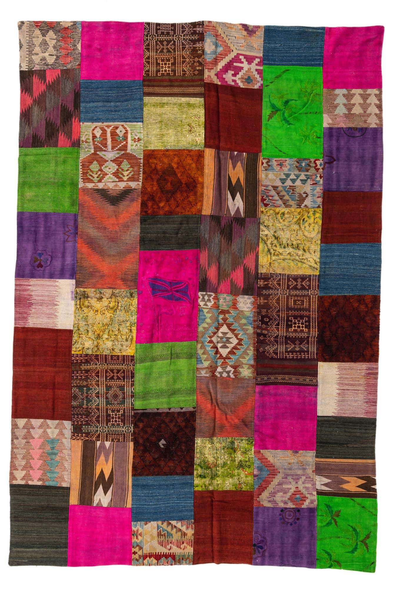 6' 8 x 10' Hand Woven Kilim Patchwork Wool Rug
