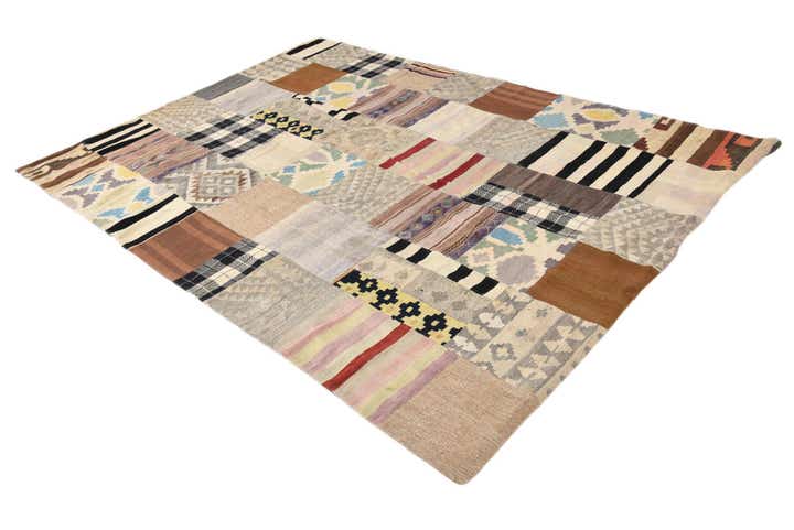 6' 7 x 9' 4 Hand Woven Kilim Patchwork Wool Rug