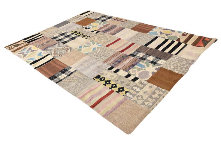 Detail image of 6' 7 x 9' 4 Hand Woven Kilim Patchwork Wool Rug