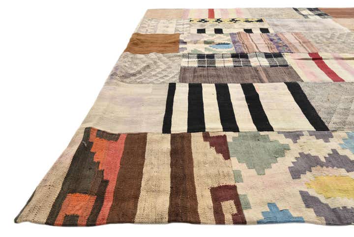 6' 7 x 9' 4 Hand Woven Kilim Patchwork Wool Rug