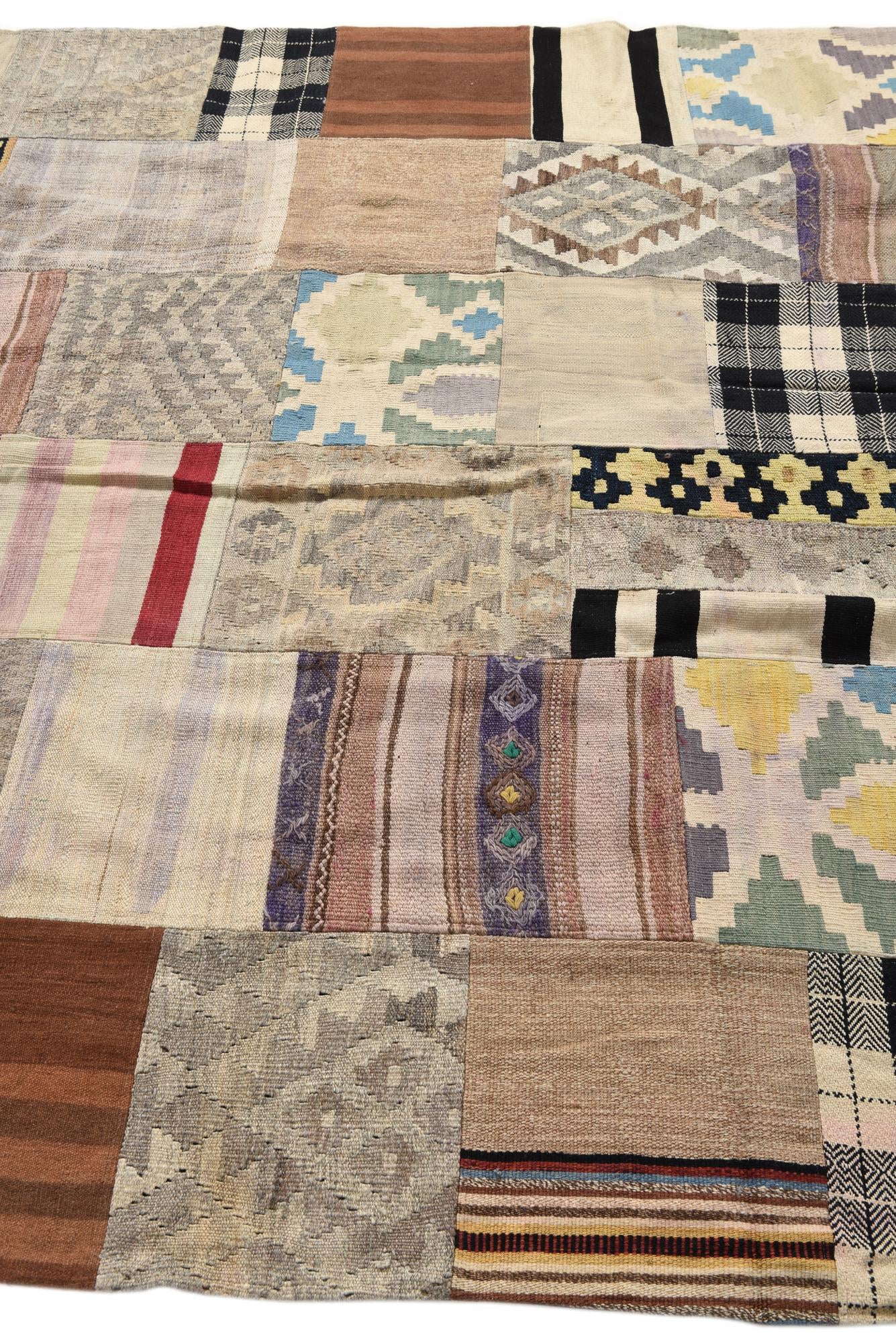 6' 7 x 9' 4 Hand Woven Kilim Patchwork Wool Rug