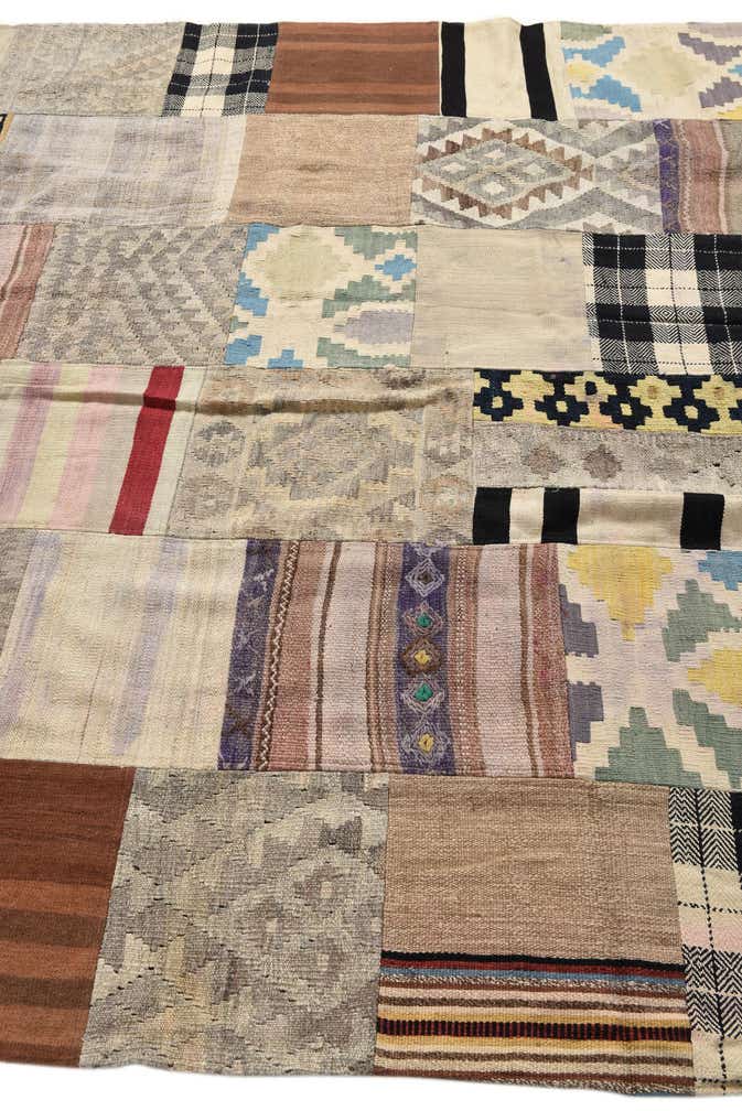 6' 7 x 9' 4 Hand Woven Kilim Patchwork Wool Rug