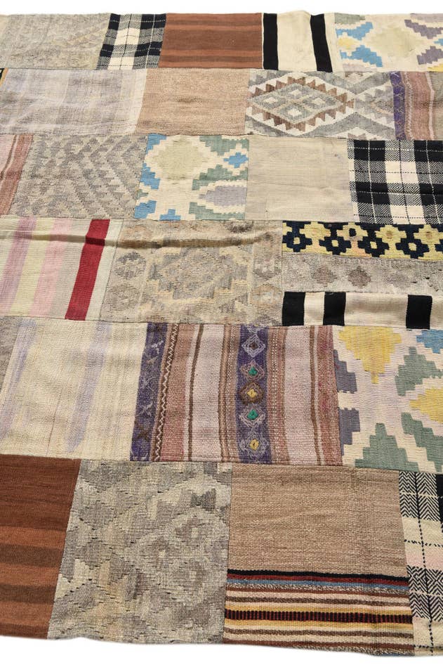 Detail image of 6' 7 x 9' 4 Hand Woven Kilim Patchwork Wool Rug