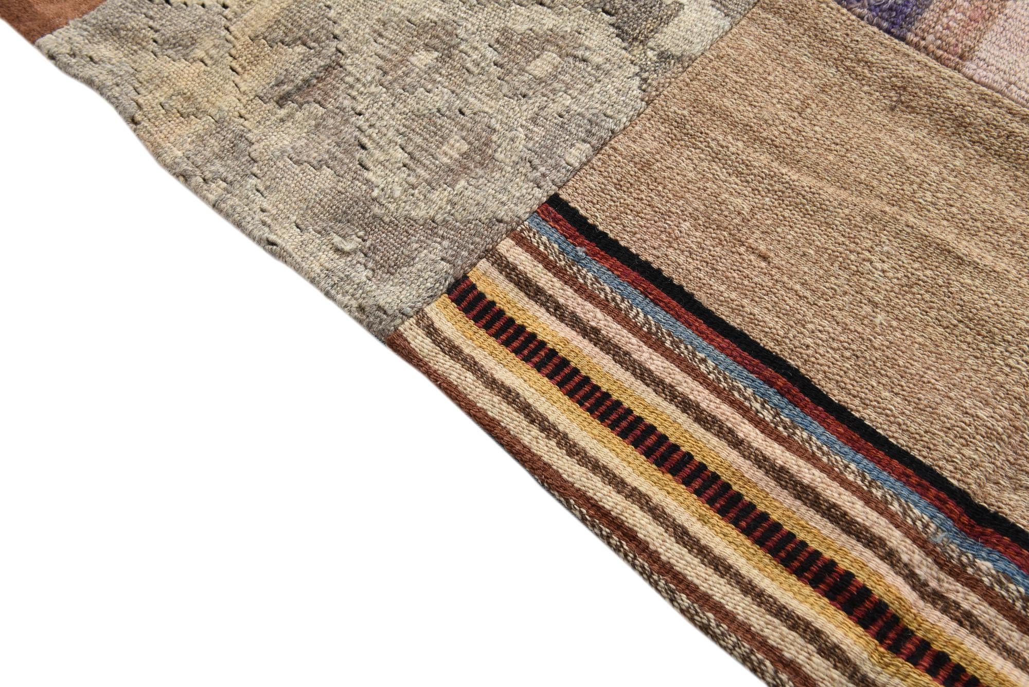 6' 7 x 9' 4 Hand Woven Kilim Patchwork Wool Rug