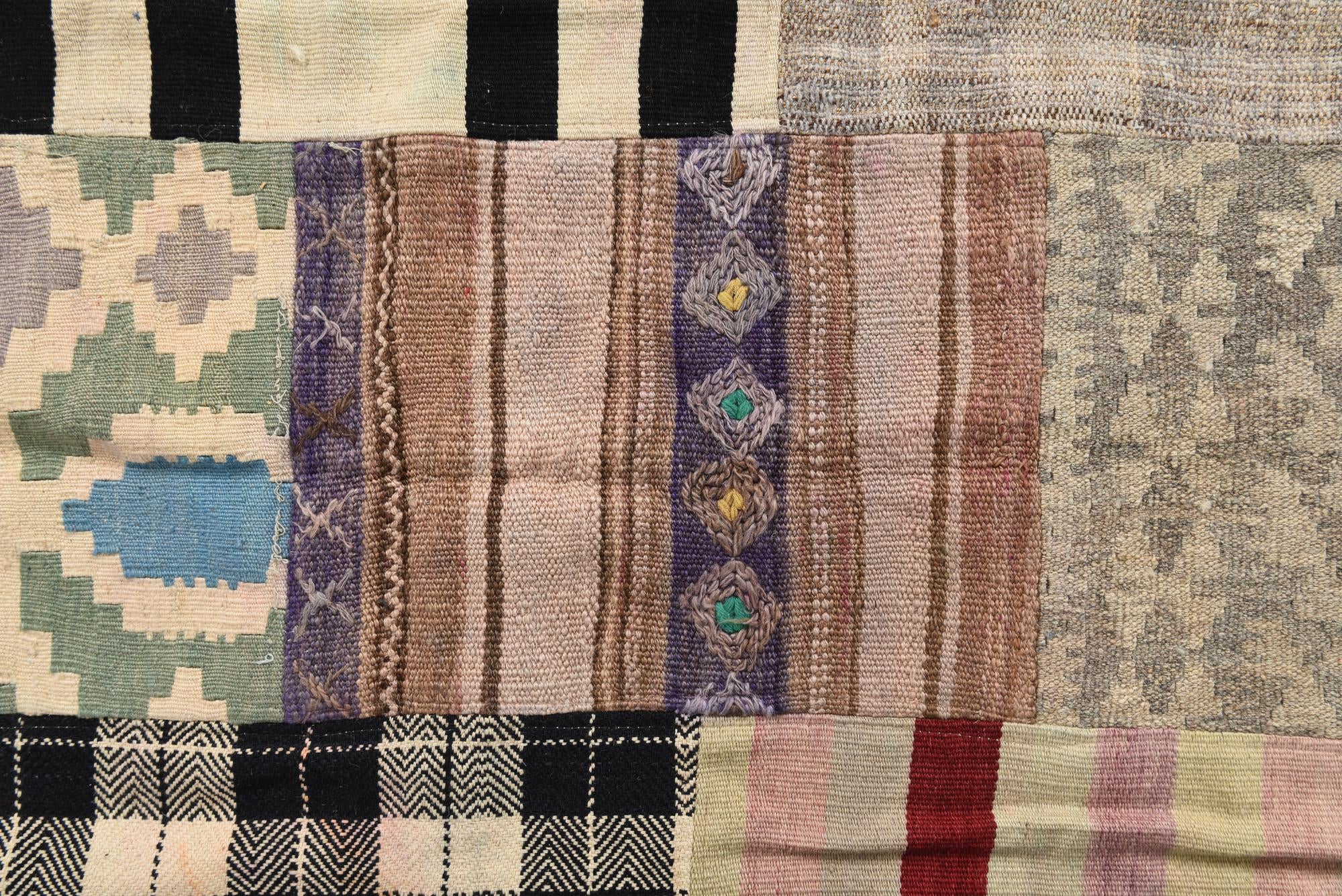 6' 7 x 9' 4 Hand Woven Kilim Patchwork Wool Rug