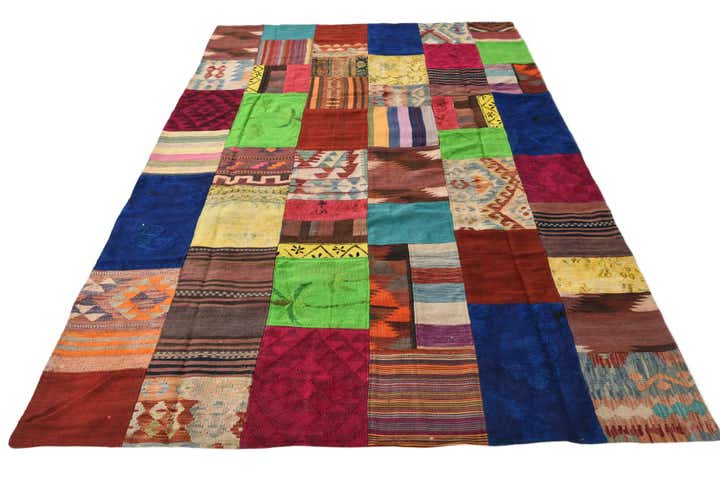 6' 8 x 9' 5 Hand Woven Kilim Patchwork Wool Rug