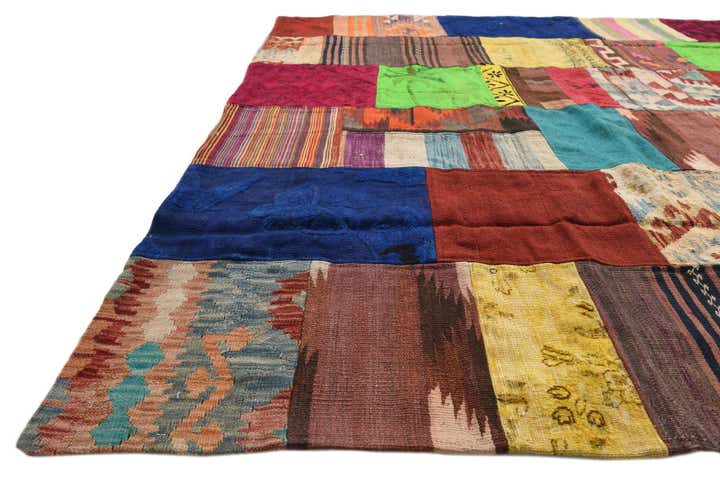 6' 8 x 9' 5 Hand Woven Kilim Patchwork Wool Rug