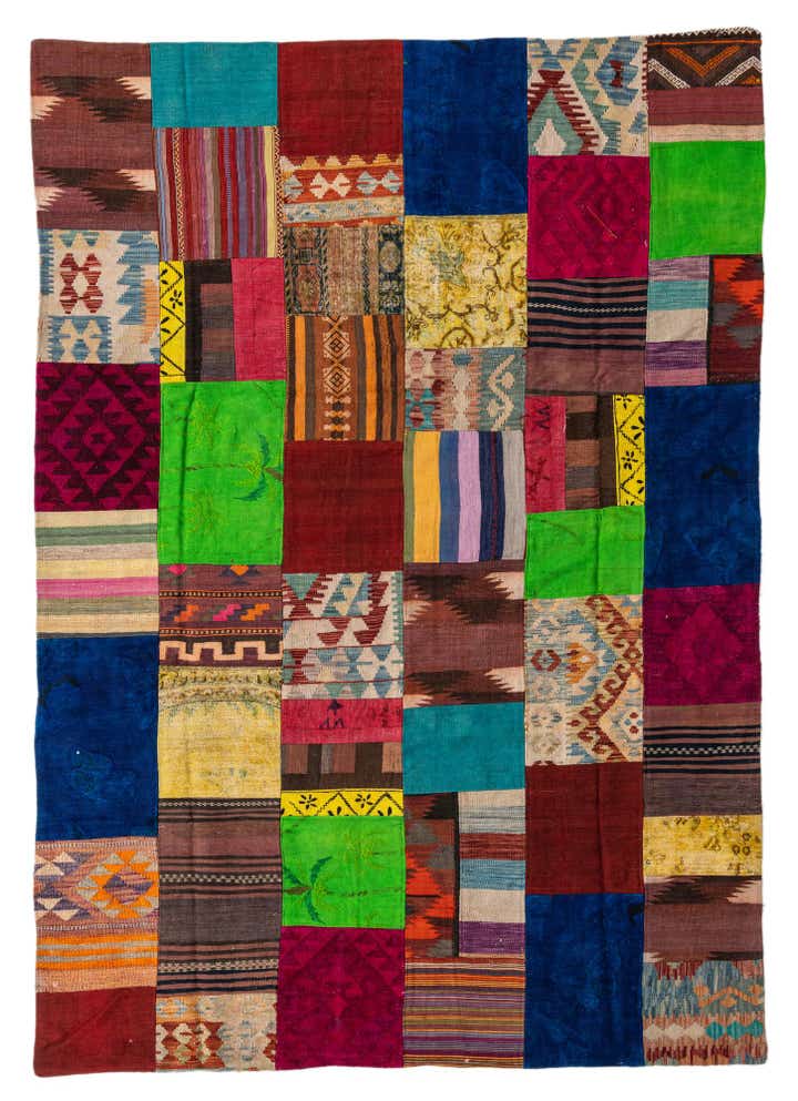 6' 8 x 9' 5 Hand Woven Kilim Patchwork Wool Rug