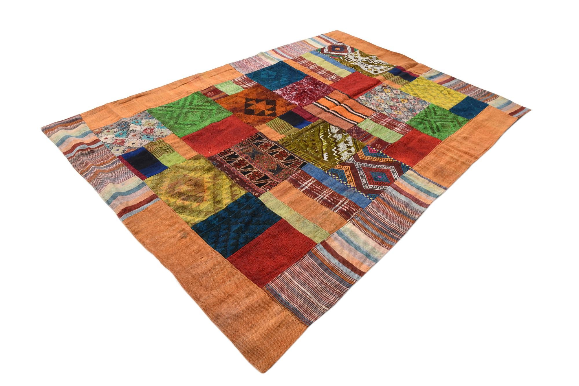 5' 5 x 8' 1 Hand Woven Kilim Patchwork Wool Rug