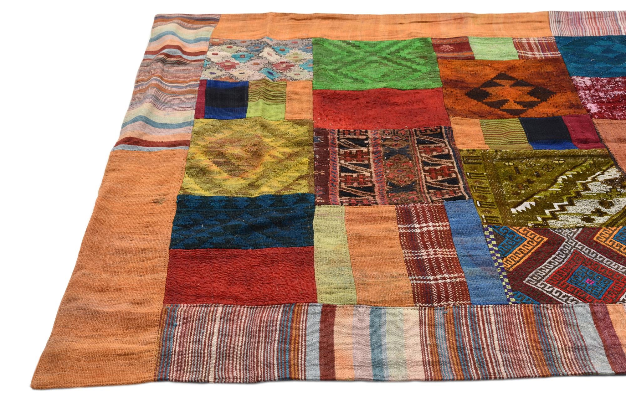 5' 5 x 8' 1 Hand Woven Kilim Patchwork Wool Rug