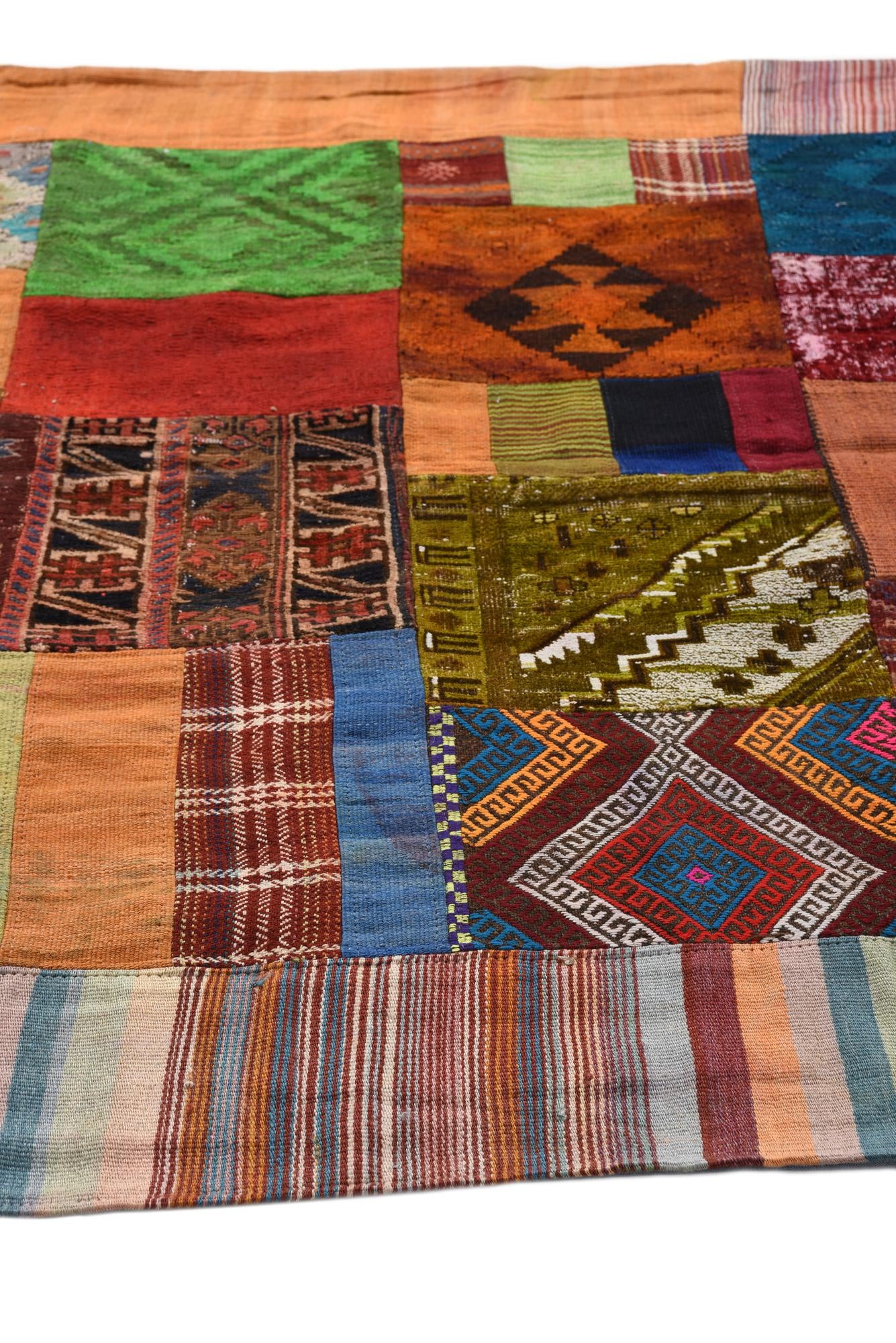 5' 5 x 8' 1 Hand Woven Kilim Patchwork Wool Rug