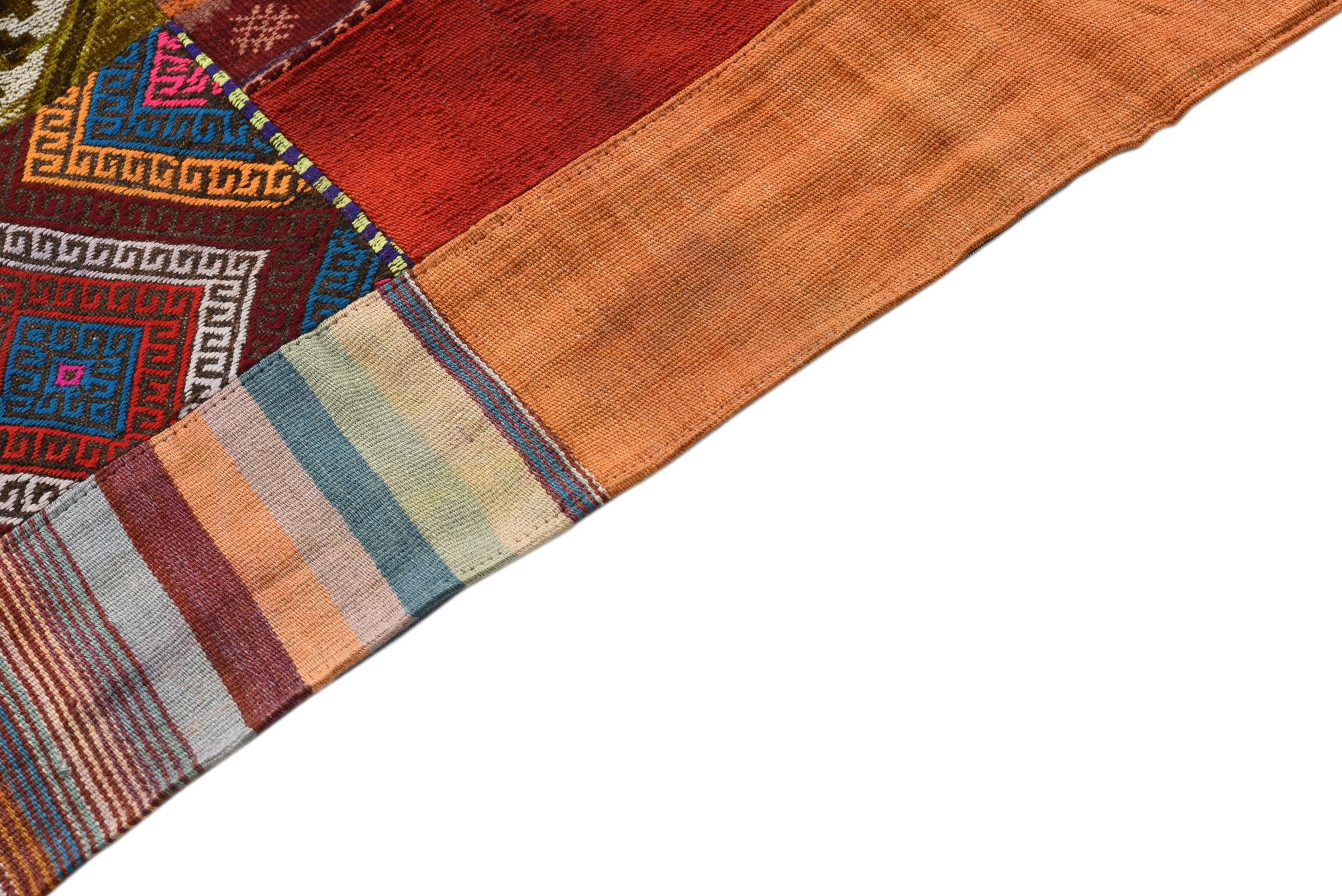 5' 5 x 8' 1 Hand Woven Kilim Patchwork Wool Rug