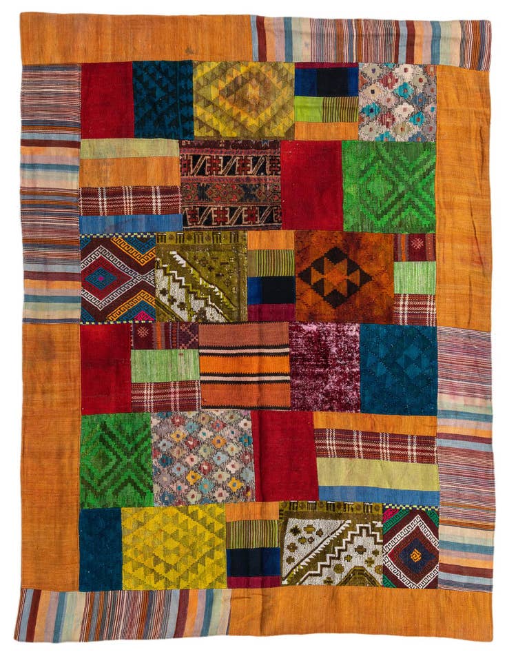 Detail image of 5' 5 x 8' 1 Hand Woven Kilim Patchwork Wool Rug