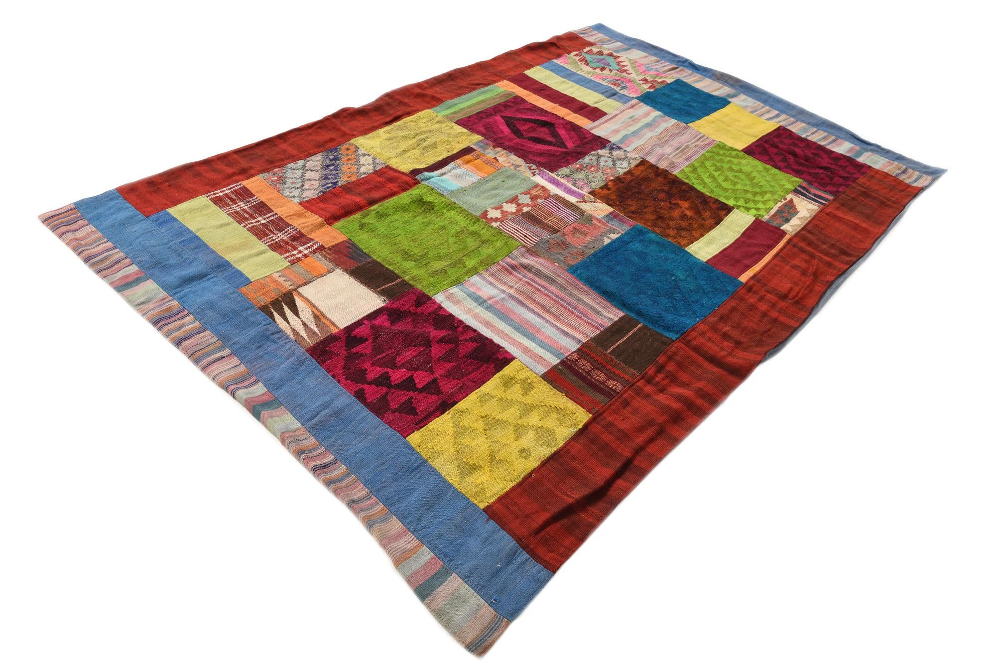 5' 4 x 8' 4 Hand Woven Kilim Patchwork Wool Rug