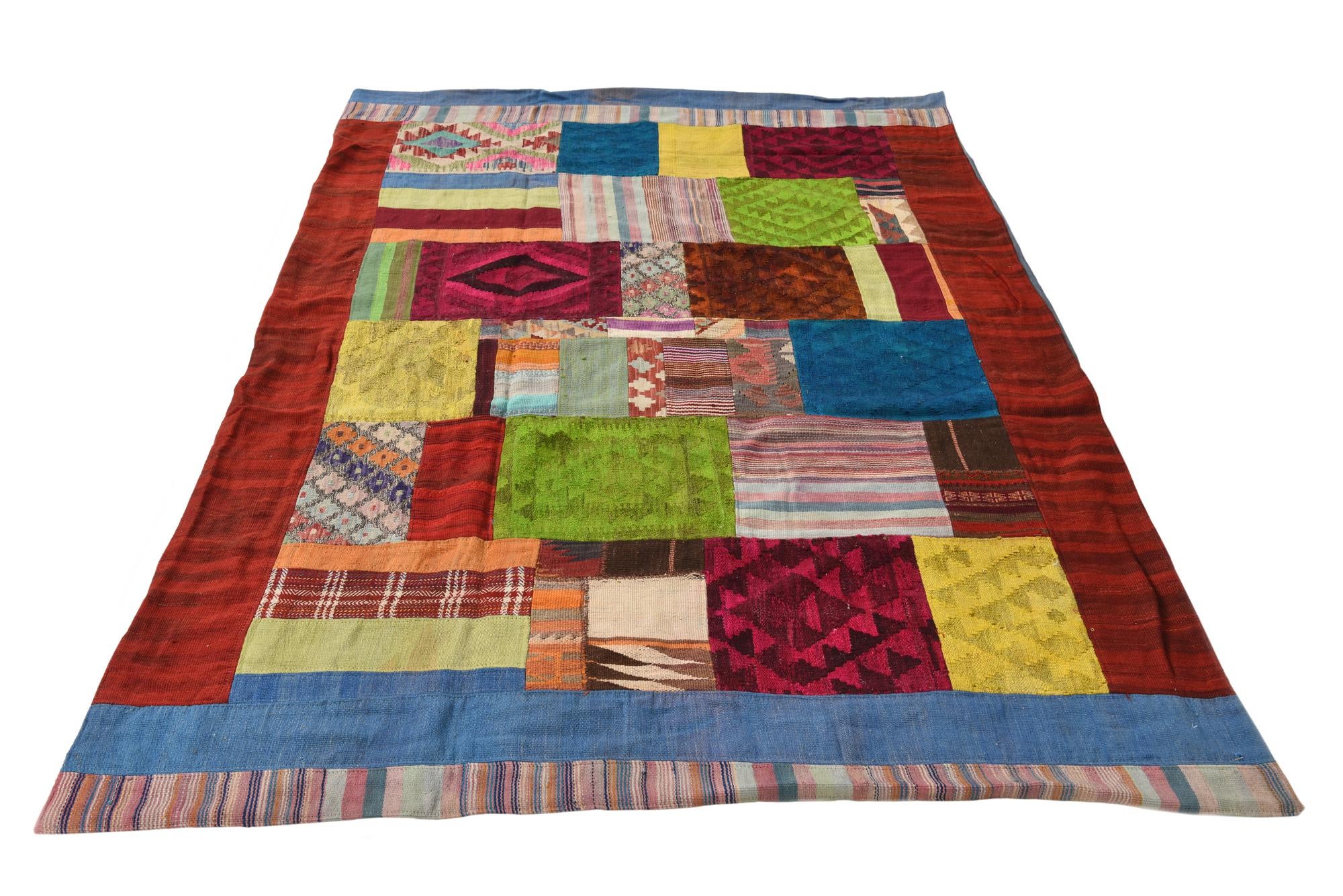 5' 4 x 8' 4 Hand Woven Kilim Patchwork Wool Rug
