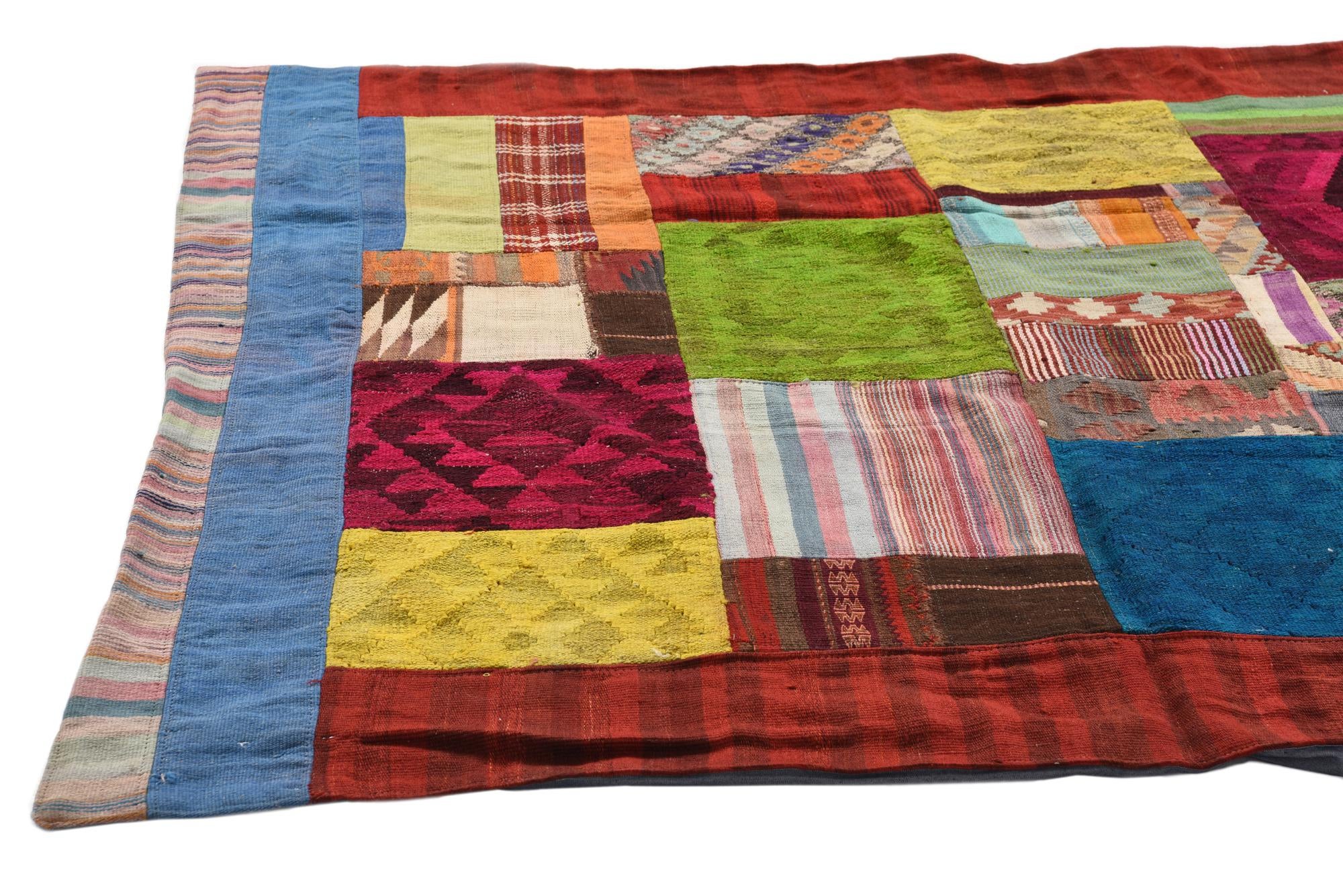 5' 4 x 8' 4 Hand Woven Kilim Patchwork Wool Rug