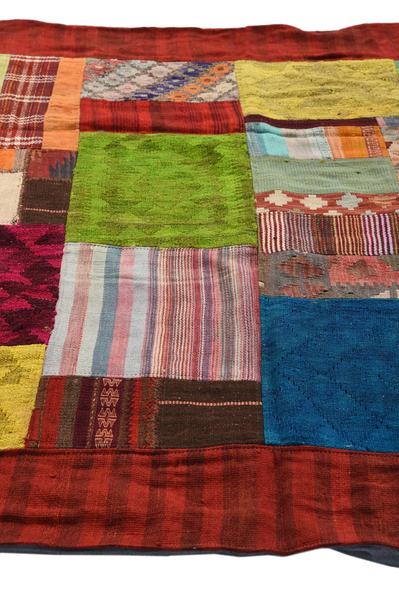 5' 4 x 8' 4 Hand Woven Kilim Patchwork Wool Rug