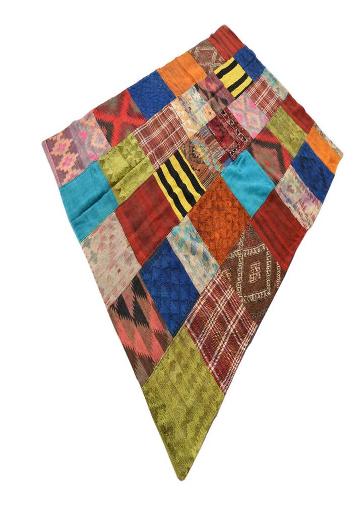 5' 4 x 7' 10 Hand Woven Kilim Patchwork Wool Rug
