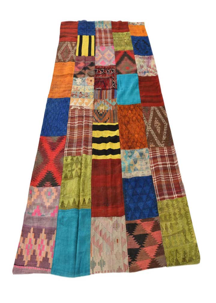 5' 4 x 7' 10 Hand Woven Kilim Patchwork Wool Rug