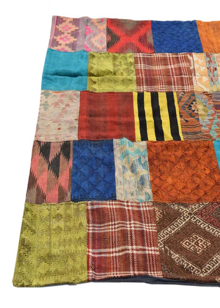5' 4 x 7' 10 Hand Woven Kilim Patchwork Wool Rug
